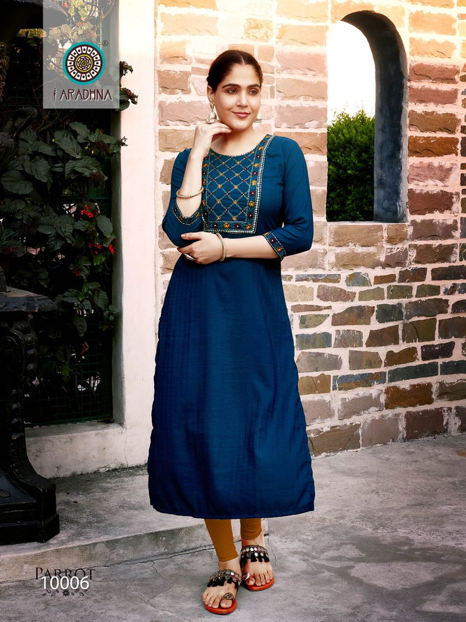 Parrot Vol 10 By Aaradhna Embroidery Kurti Catalog